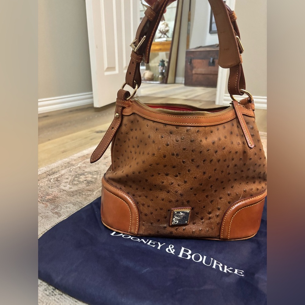 Dooney & Bourke Brown Ostrich Shoulder Bag